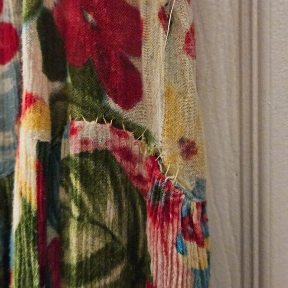 Bilia Floral Vibrant Colorful Fall Green Hot Pink midi pockets dress m - Picture 5 of 10